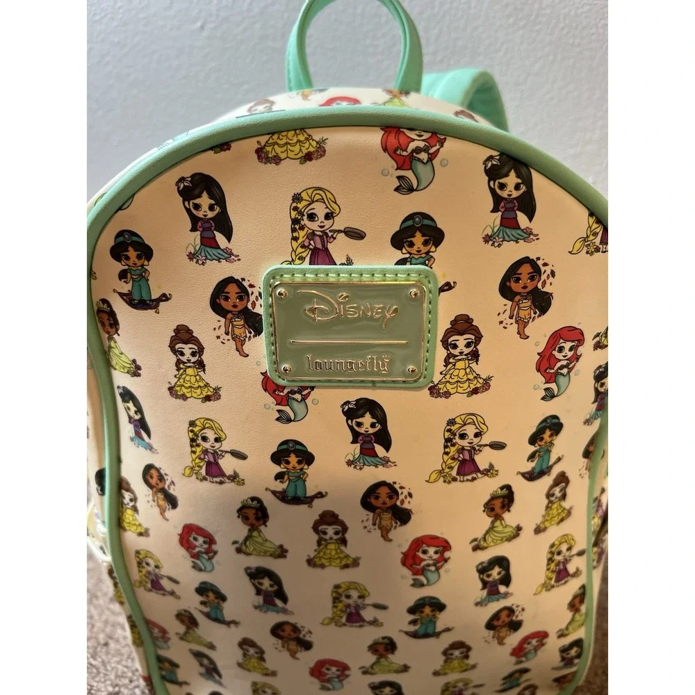 Loungefly Disney Princess Chibi Mini Backpack Cream Mint Green Good - Picture 1 of 12